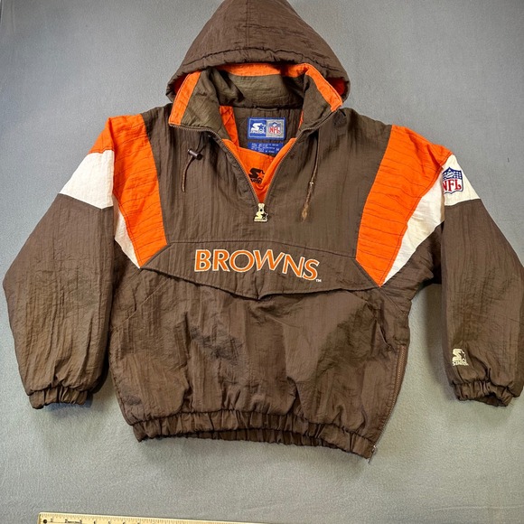 STARTER Other - Vintage Starter NFL Cleveland Browns Puffy Anorak Jacket Brown Orange Men Medium